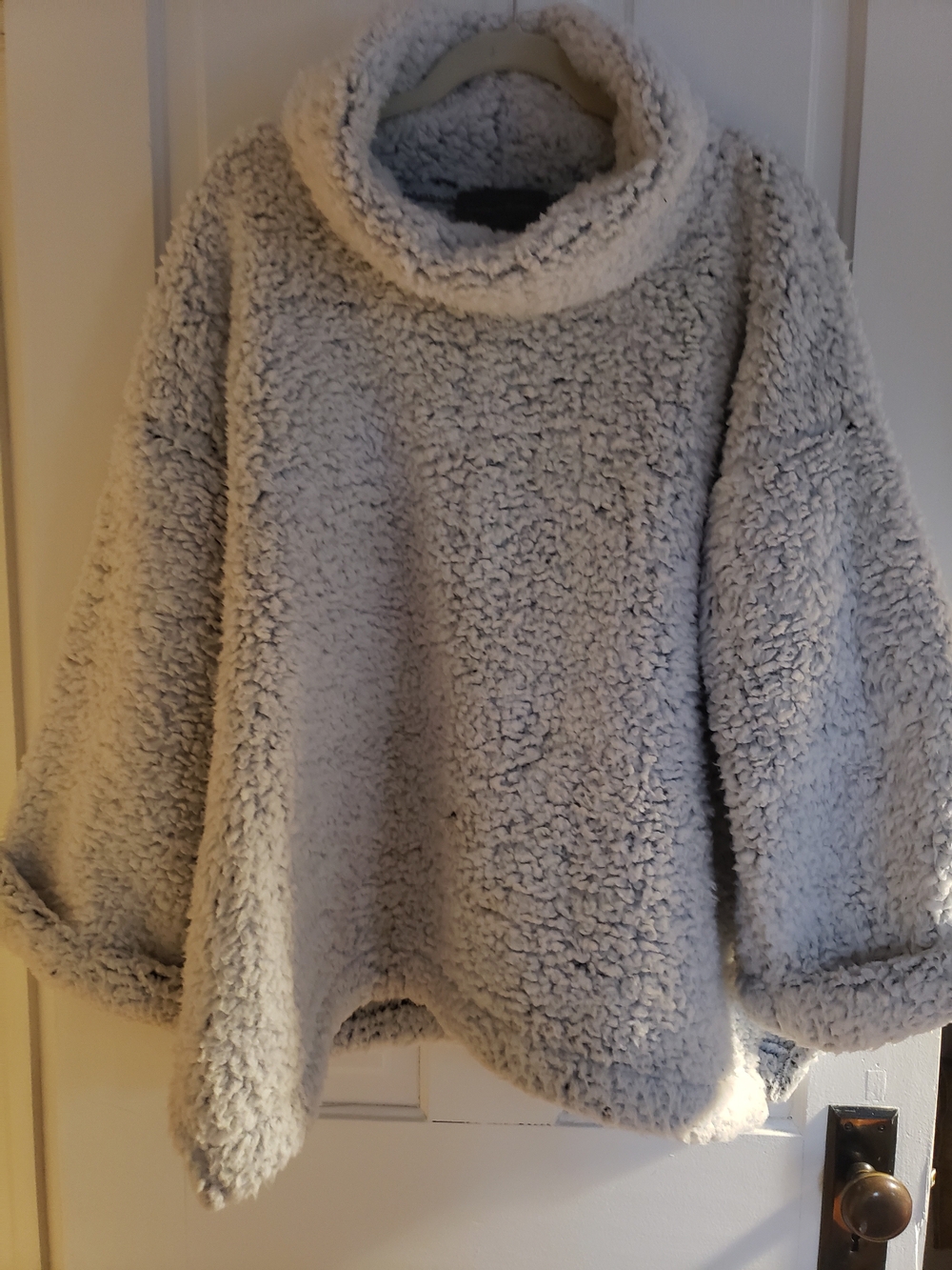 Free People Plush Sherpa Turtleneck Sweater - Light Gray